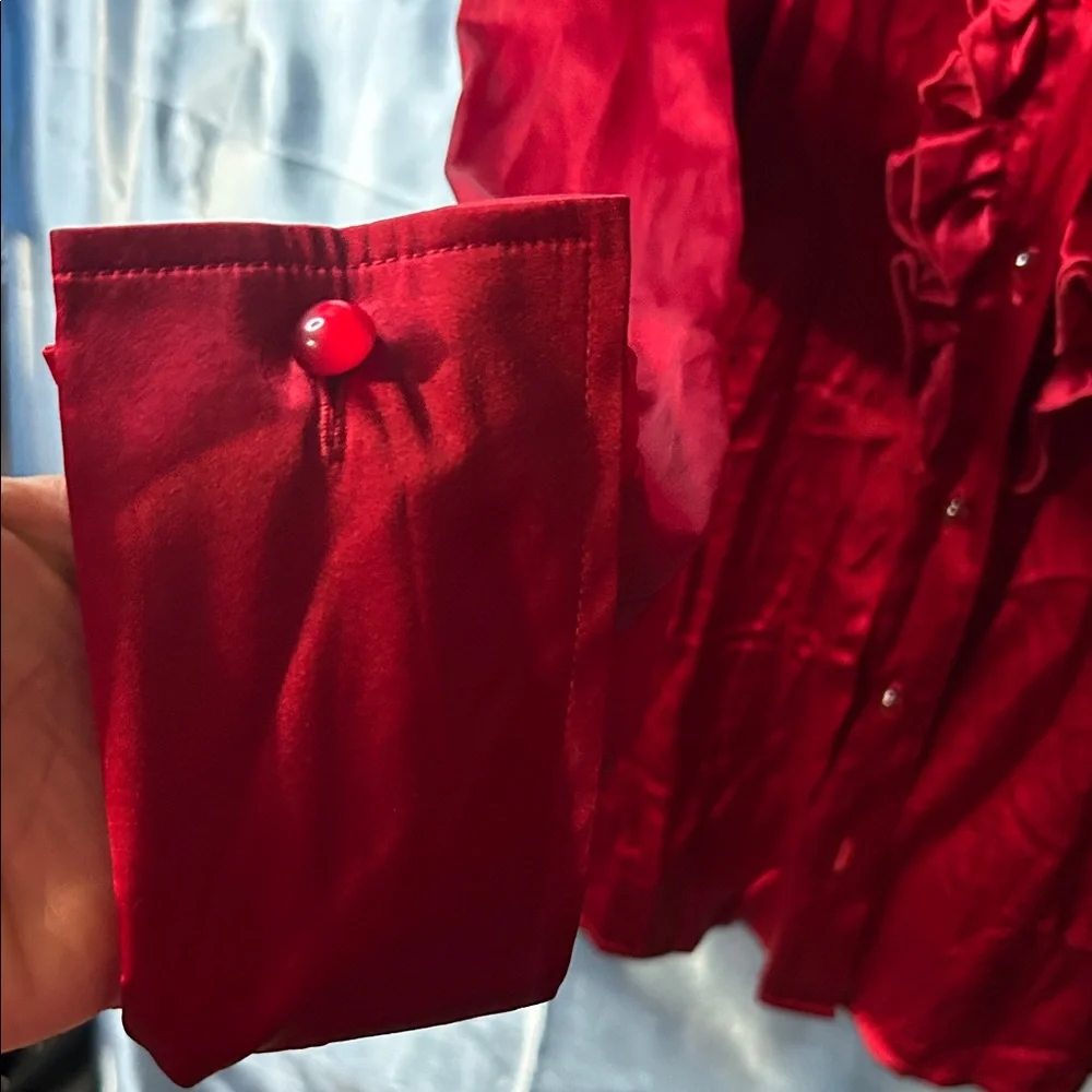 INC International Concepts Rich Red Silk Blend Top - Picture 5 of 5